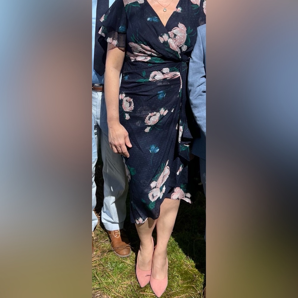 DKNY Navy Dress with Floral Pattern